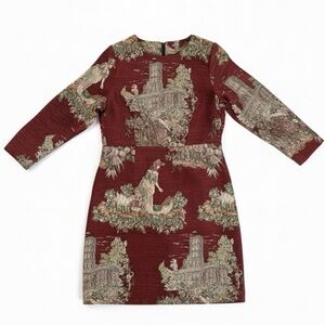 Rare Red Tapestry Shepherdess Scenic Dress - Medieval Renaissance Style
